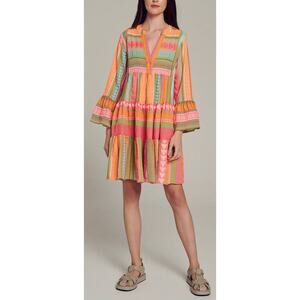 Devotion Twins Ella Short Mini Dress Multi Pink Orange Print Anthropologie XS